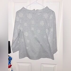 Talbots Gray Long Sleeve Snowflake Top